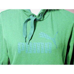 PUMA Essentials Big Logo Hoodie Green Fleece Pullover Sweatshirt Unisex Size M